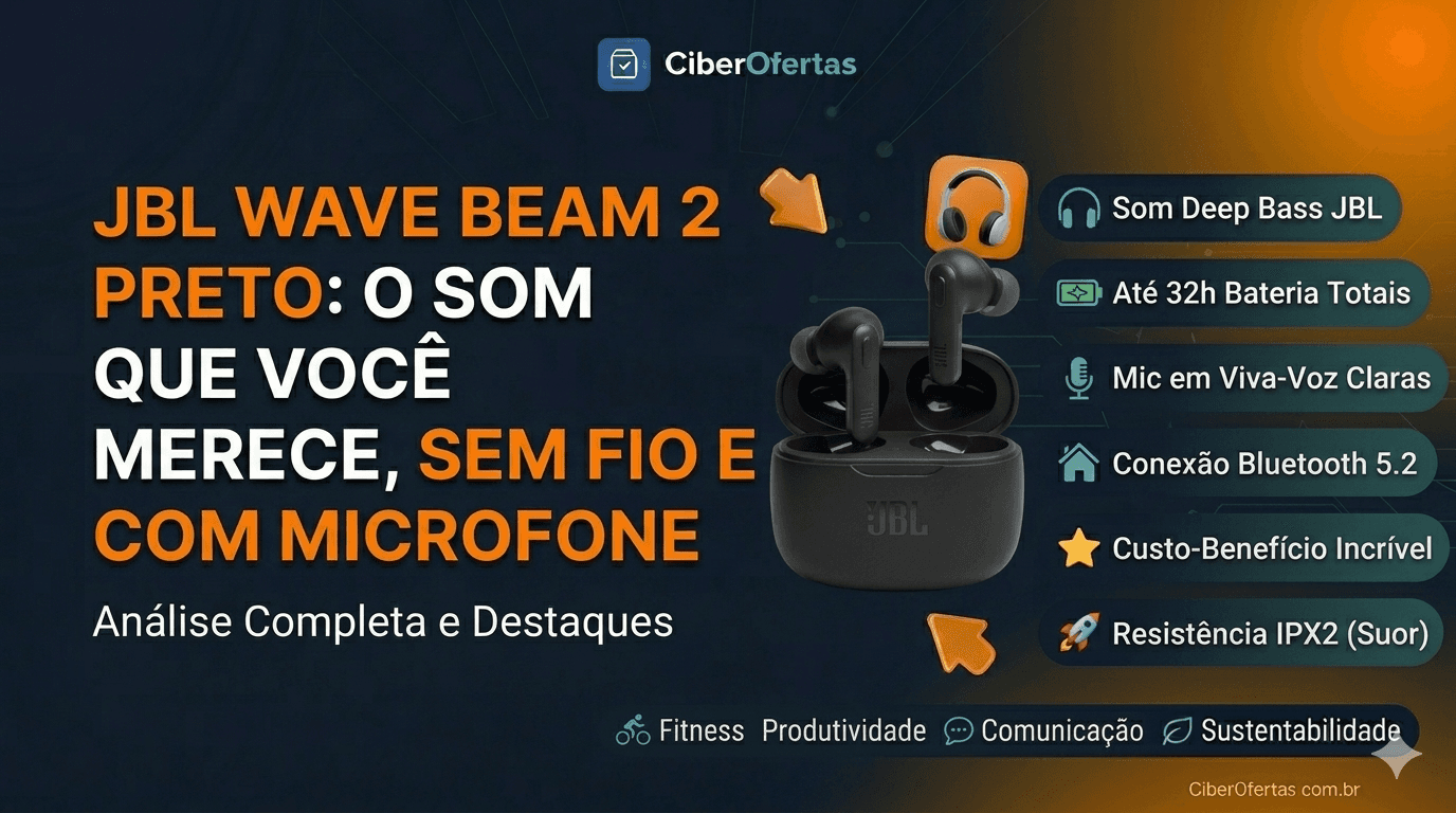 JBL Wave Beam 2 Review: Deep Bass, 32h de Bateria e o Som JBL que Cabe no Bolso em 2026