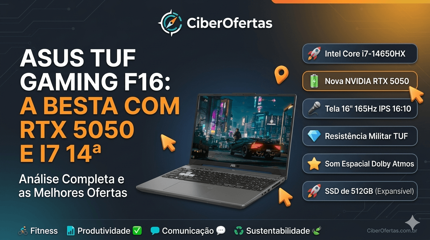 ASUS TUF Gaming F16 Review: RTX 5050, Intel i7 14ª Geração e Certificação Militar para Gamers Sérios