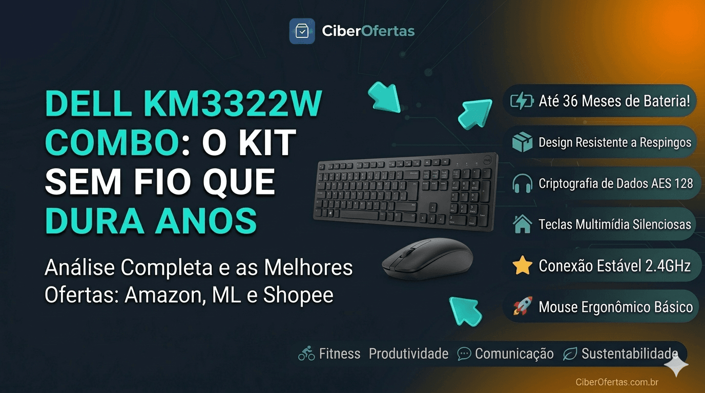 Dell KM3322W Review: Teclado e Mouse Sem Fio com 36 Meses de Bateria e Design Corporativo Impecável