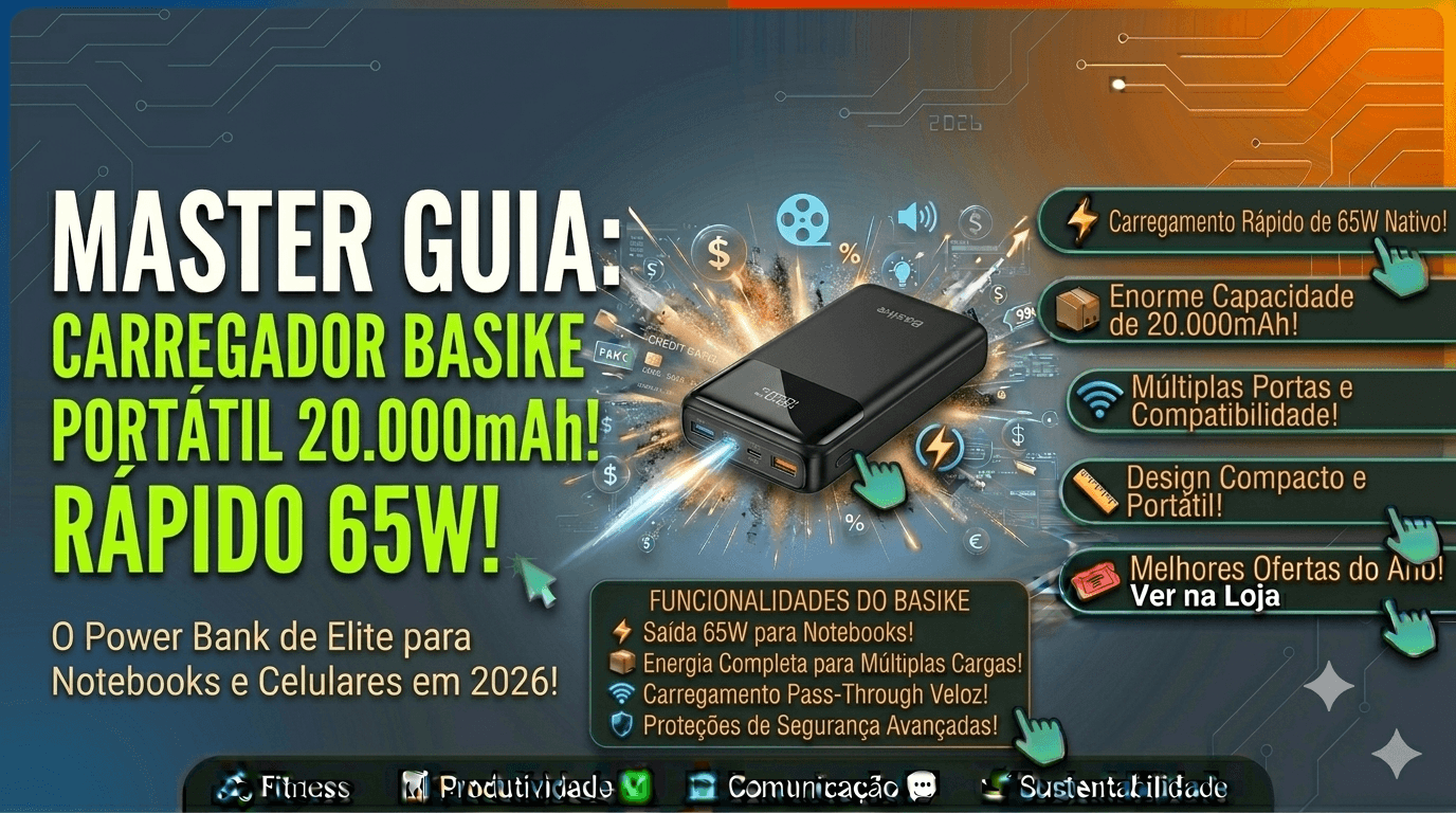 Carregador Portátil (Power Bank) Baseus 65W 20000mAh