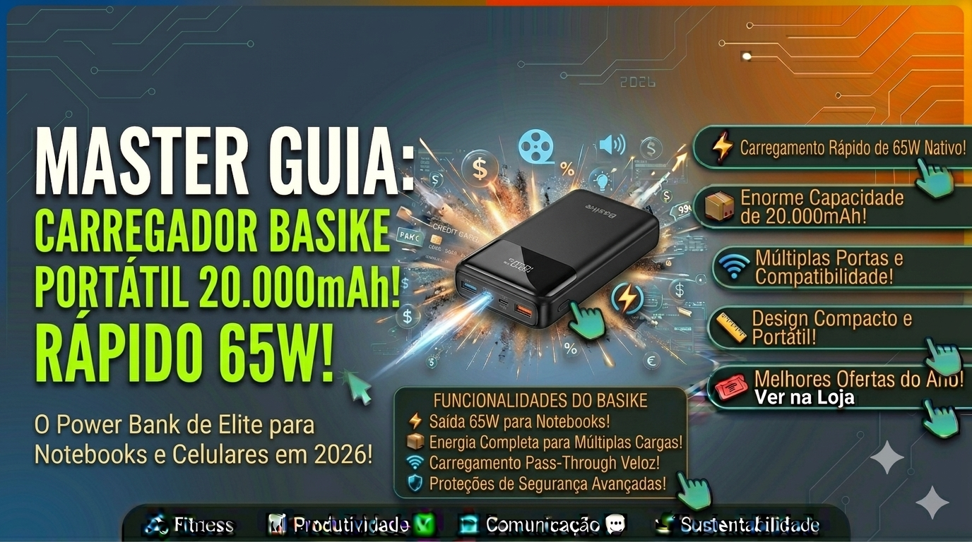 Carregador Portátil (Power Bank) Baseus 65W 20000mAh